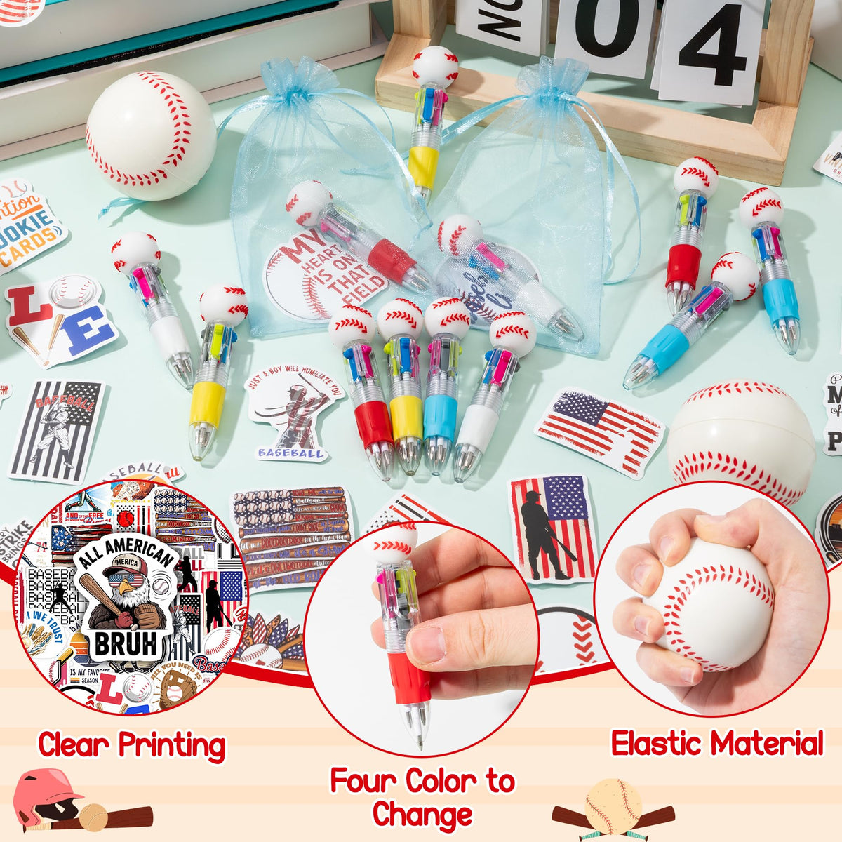 CY2SIDE baseball pen with stickers adds fun writing and school flair