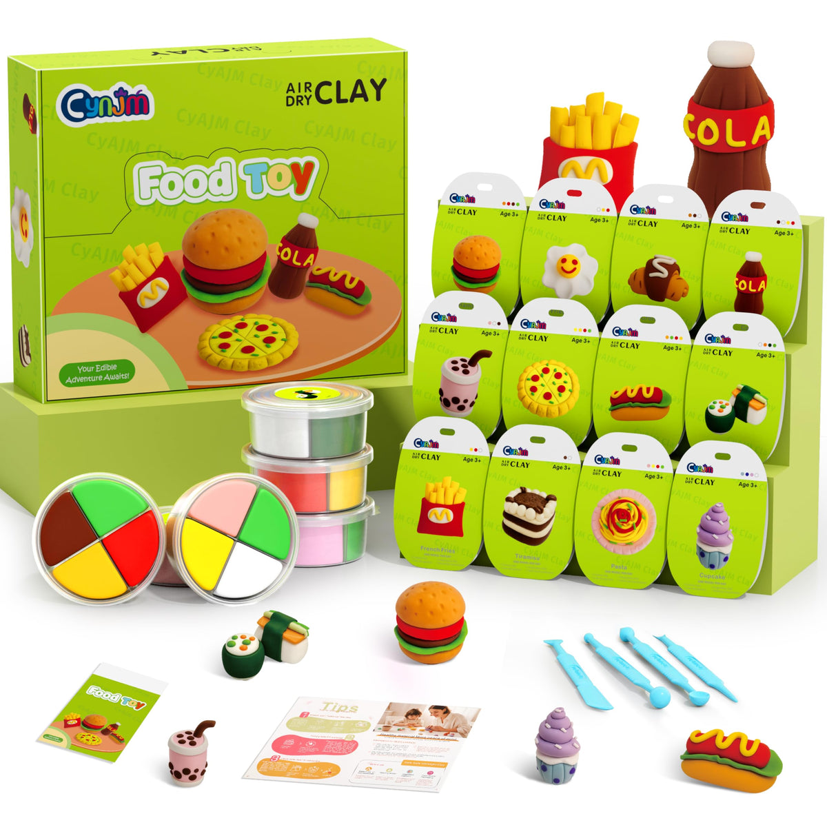 CyAJM air dry clay kits in a 12-box set for creative family crafting.