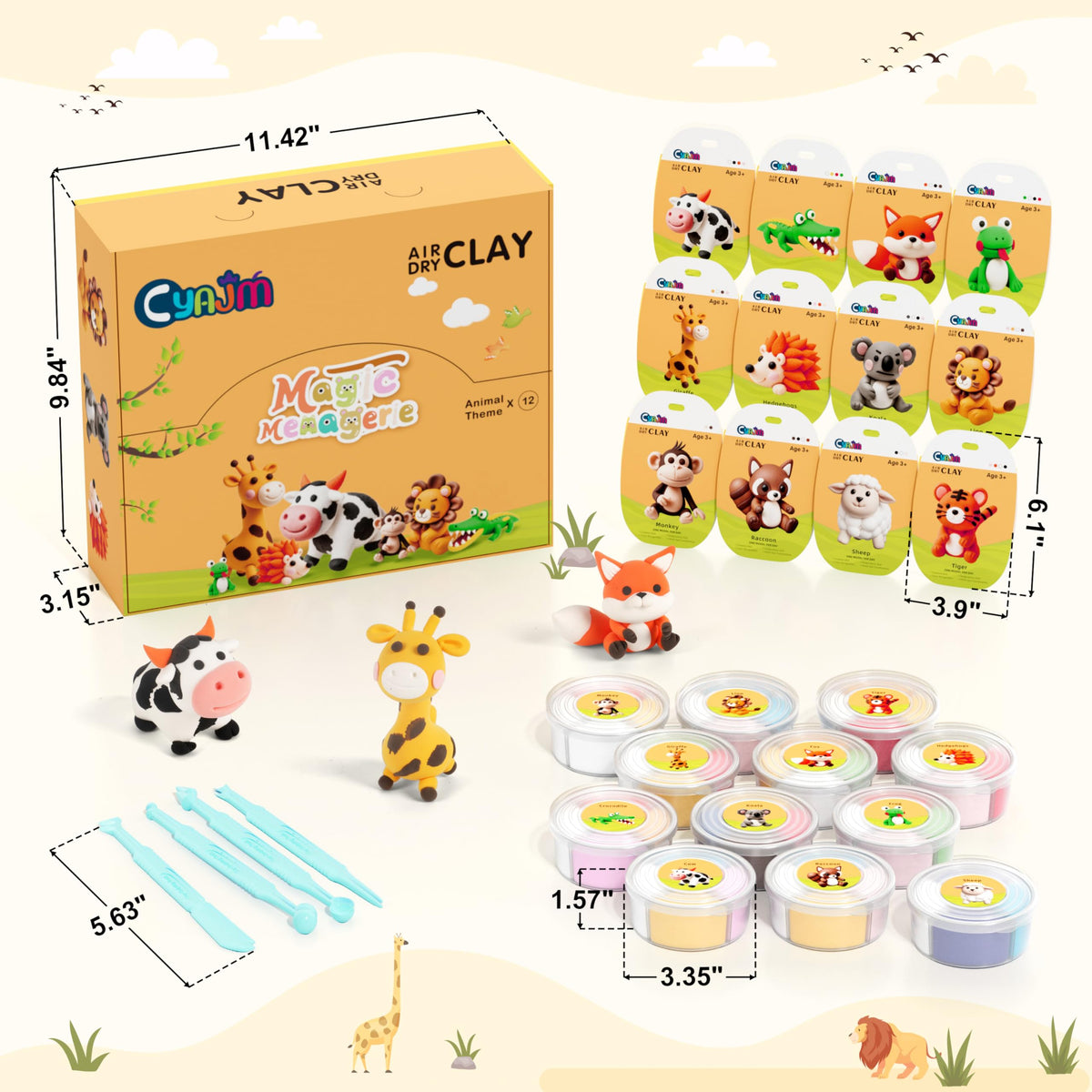 CyAJM animal-modeling clay shows colorful animal models for expressive play.