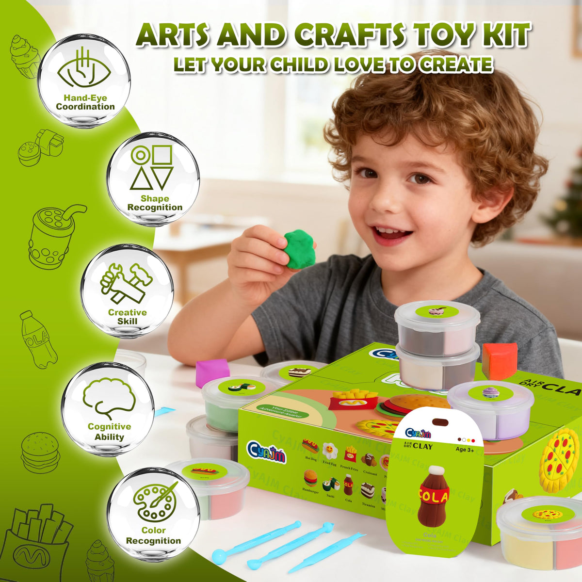 CyAJM clay enhances fine motor skills and color-mixing through hands-on play.