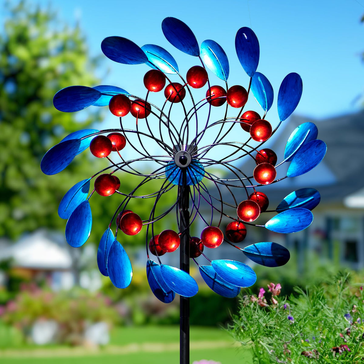 Cyan Oasis wind spinner assembly steps for quick outdoor setup.