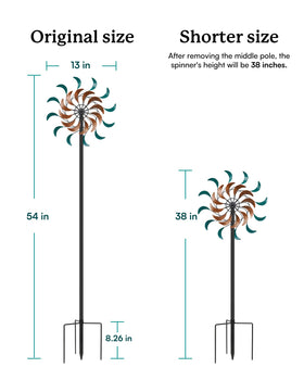 Cyan Oasis wind spinner's sturdy stake keeps it steady in windy conditions.
