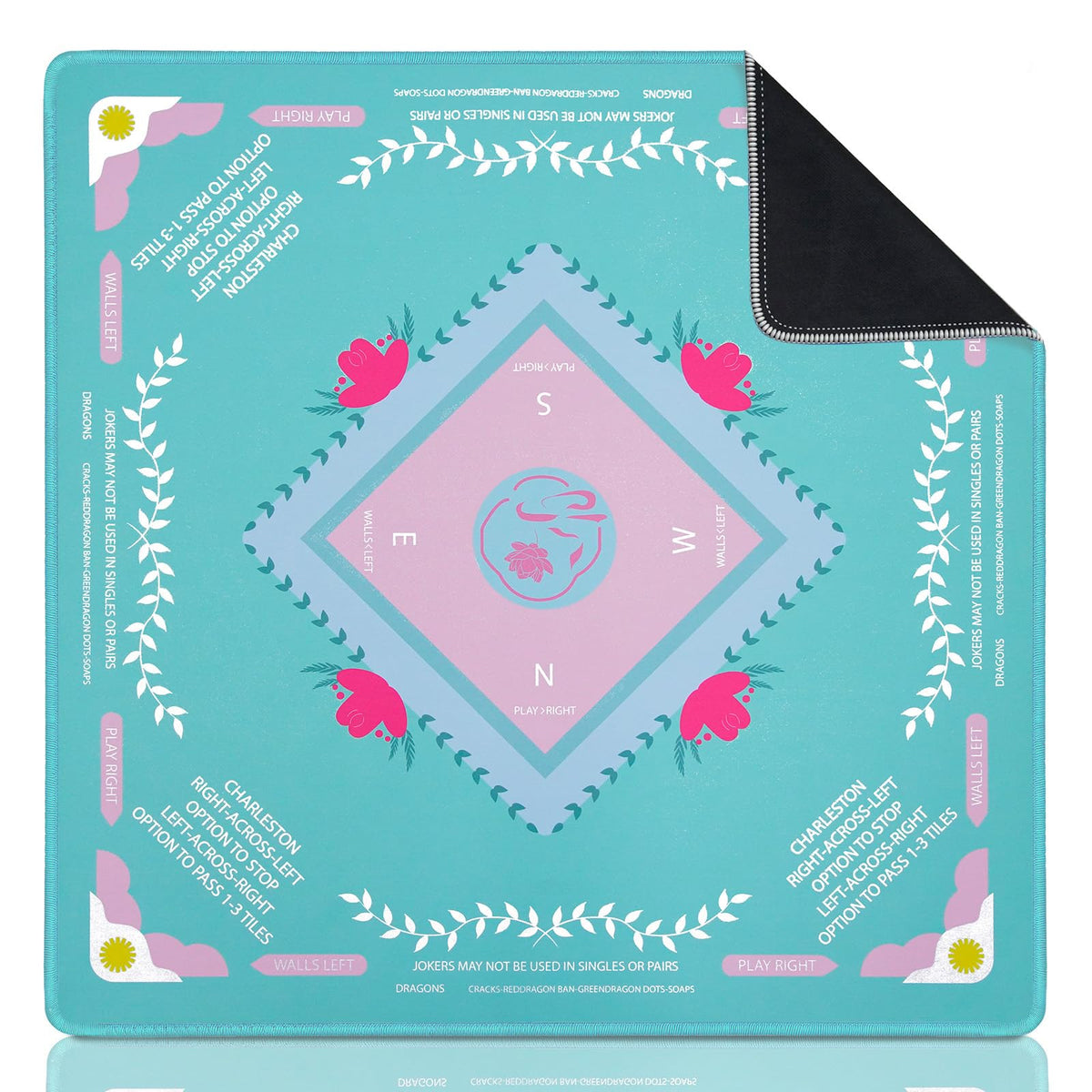 CYAOOI blue mahjong mat on tabletop, ideal for comfortable, shared tabletop gaming.