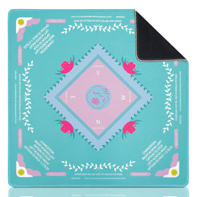 CYAOOI blue mahjong mat on tabletop, ideal for comfortable, shared tabletop gaming.