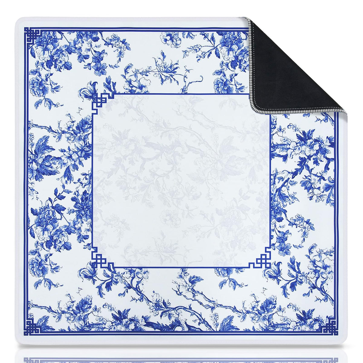 CYAOOI Mahjong mat shows blue and white porcelain pattern for elegant game nights