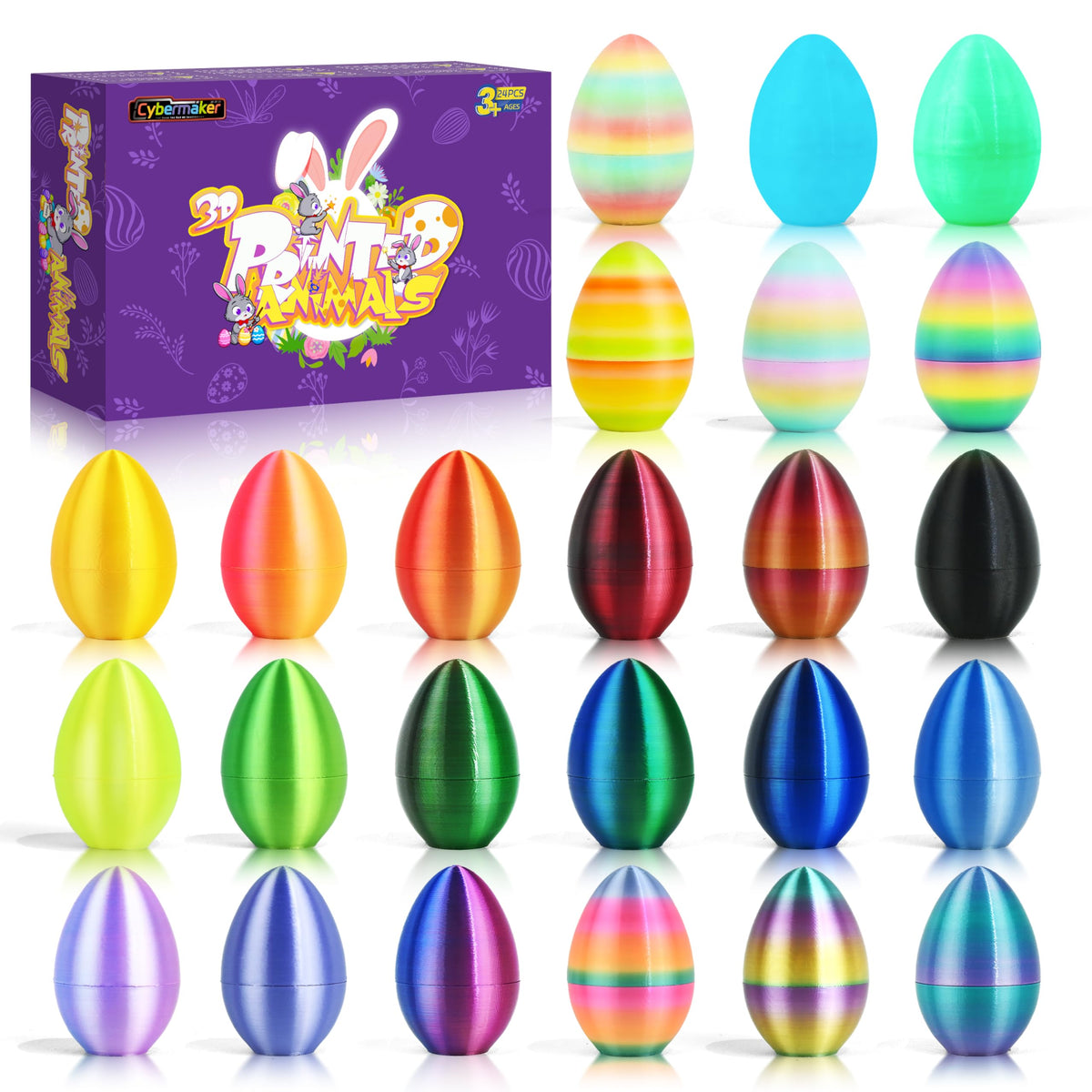 Cybermaker rainbow eggs for Easter hunts in vibrant 3D print