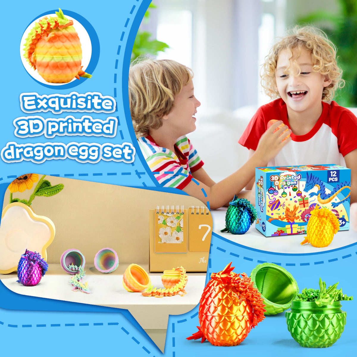 Cybermaker display-ready dragon egg fits neatly on a shelf or monitor top.