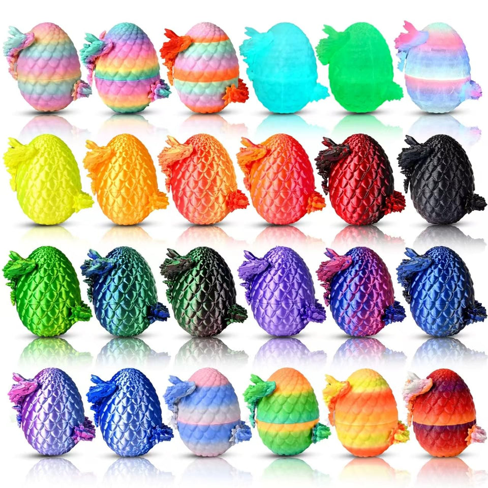 Cybermaker dragon eggs on display provide colorful desk decor and playful inspiration.