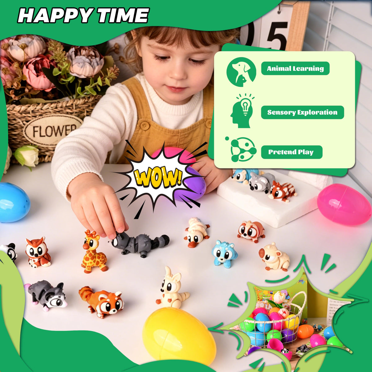 Cybermaker party-favor set delights guests with mini animals inside eggs.