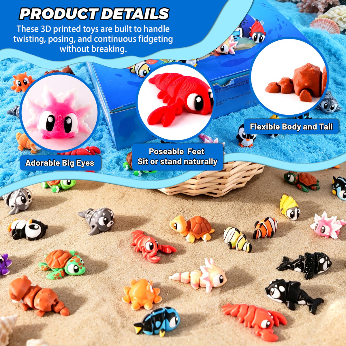 Cybermaker poseable ocean pals with articulated joints for interactive play