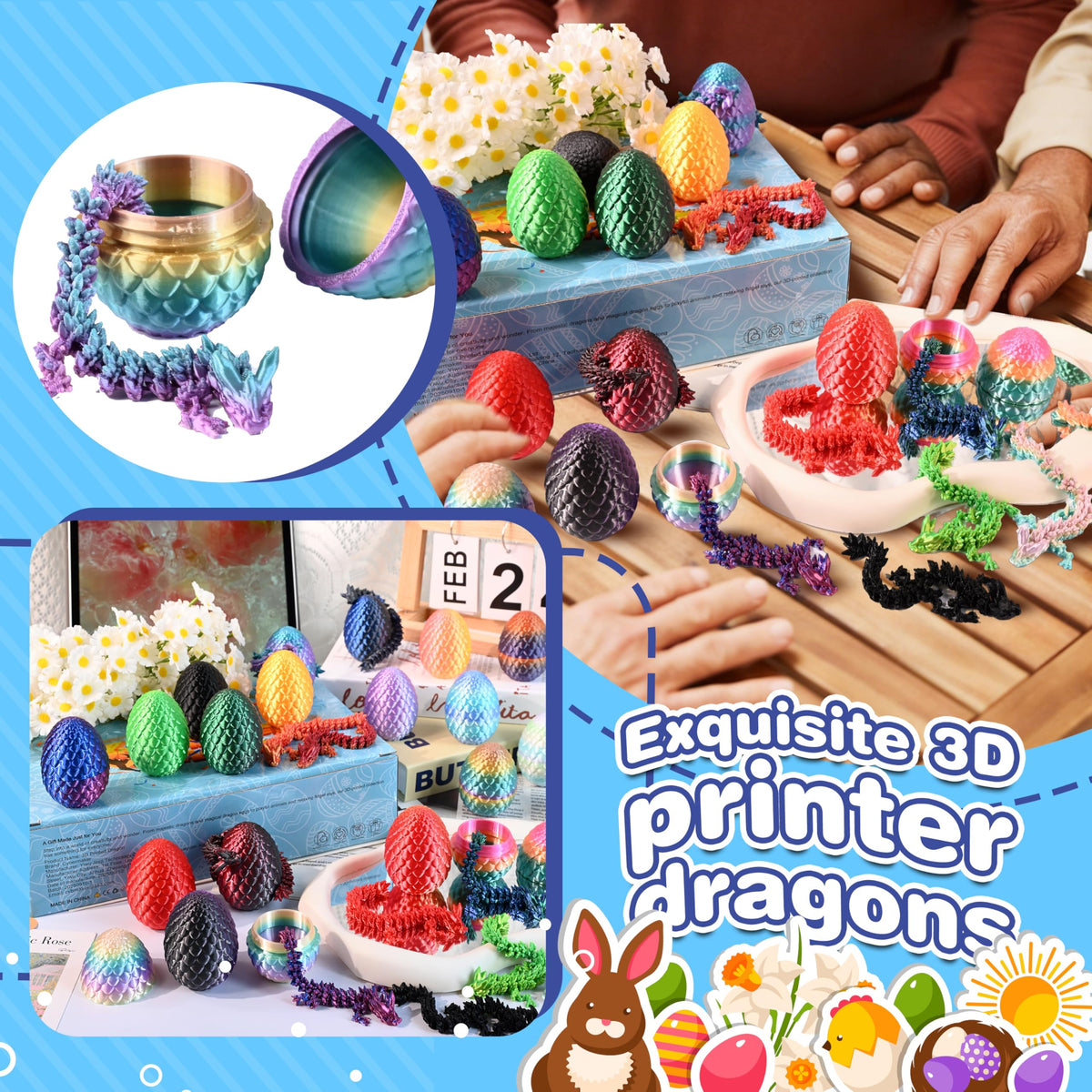 Cybermaker prefilled eggs with toys inside for surprise gifts.