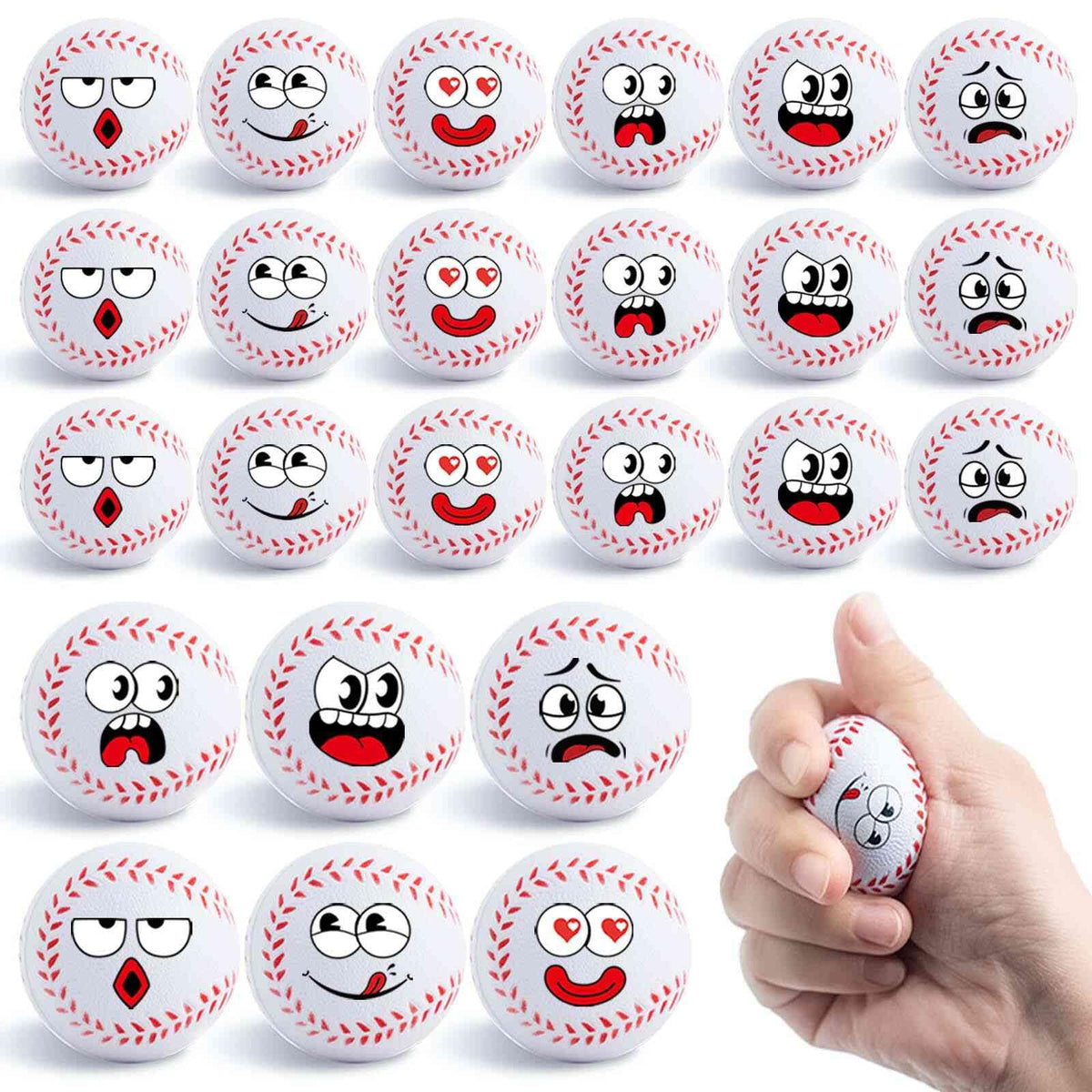 Cyclescrux mini baseball stress ball Face 01, desk fidgeting and focus.