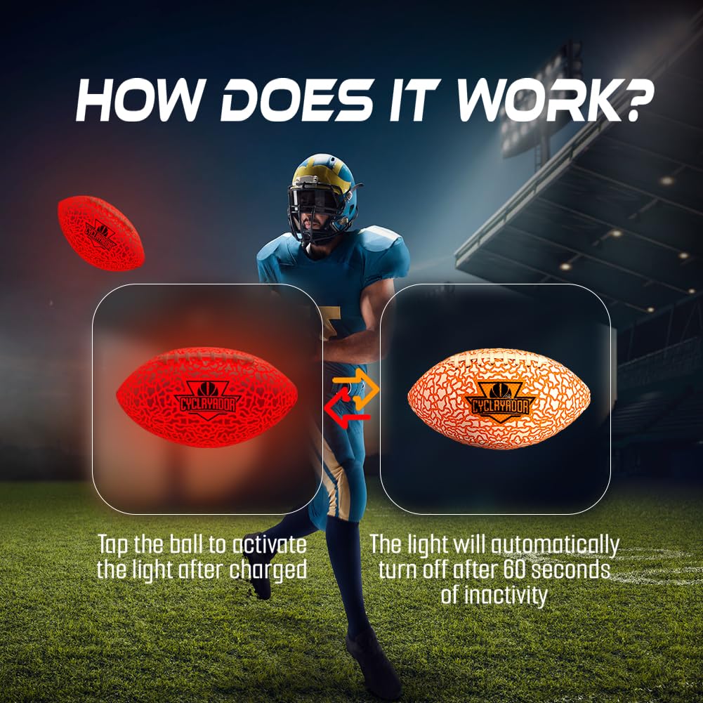 Cyclryador tear-resistant glow ball featuring durable stitching and soft outer layer.