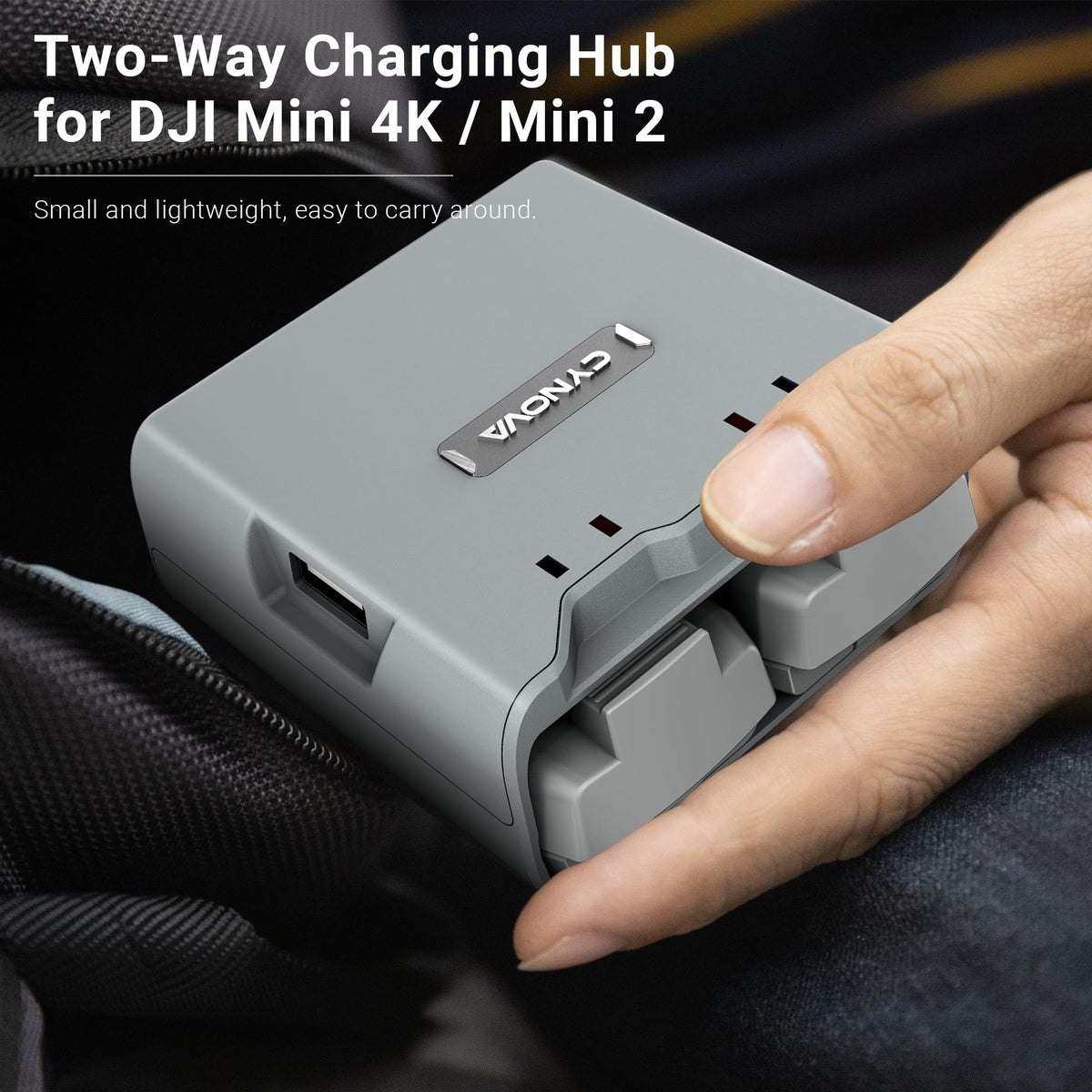 CYNOVA DJI Mini 4K charger on the go for travel.