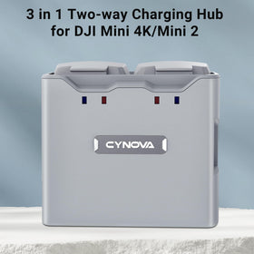 CYNOVA DJI Mini 4K charging hub USB-C port in use.