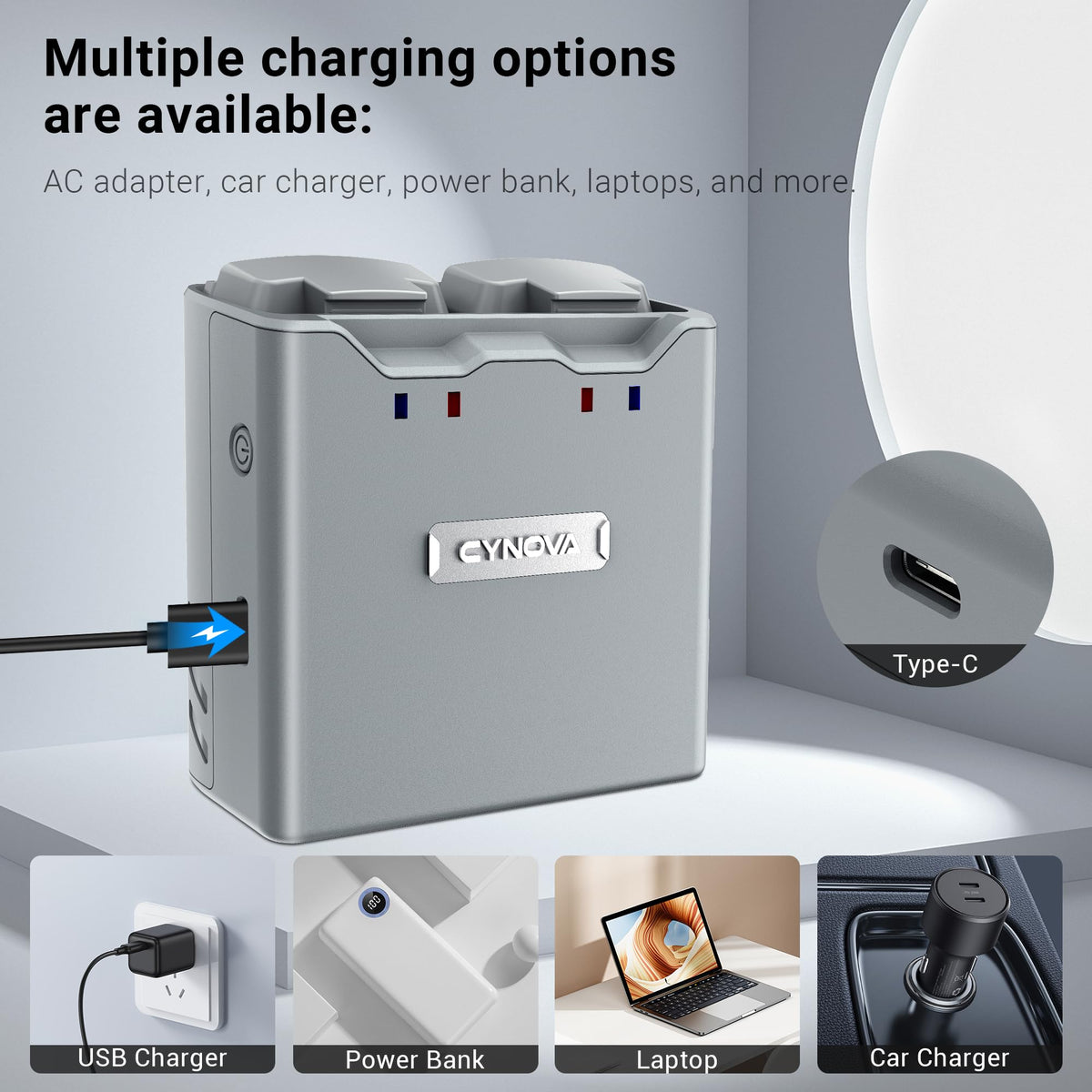 CYNOVA DJI Mini 4K two-way charging in action.