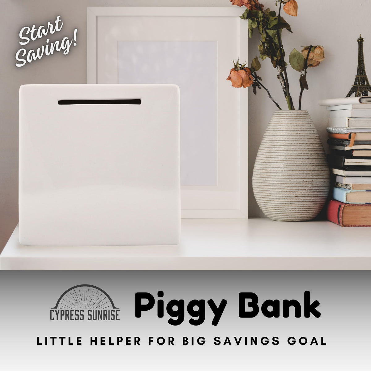 Cypress Sunrise DIY friendly ceramic bank for personalization projects.