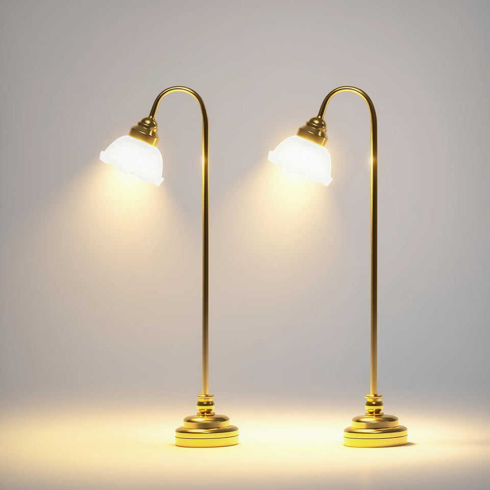 Cyraft 1:12 scale lamp with metal base adds lifelike dollhouse lighting.