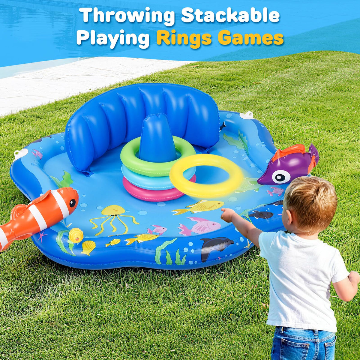 CZCUUDZ splash pad fountain fishes trigger gentle water play for babies.