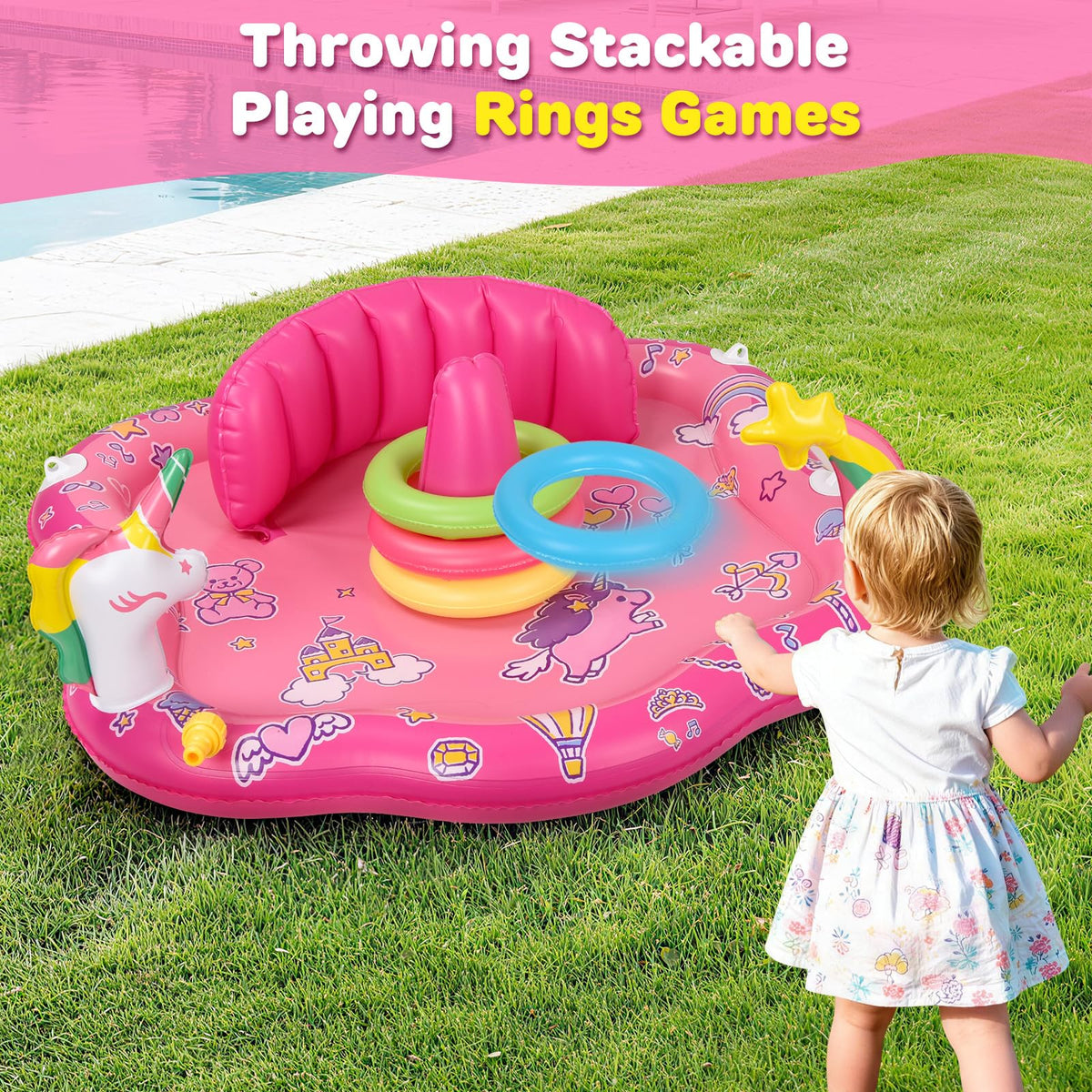 CZCUUDZ inflatable backrest keeps baby stable and comfortable during water play.