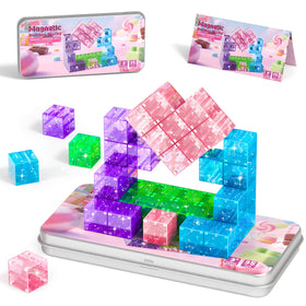 CZCUUDZ magnetic blocks travel set on a compact iron box surface enables portable play