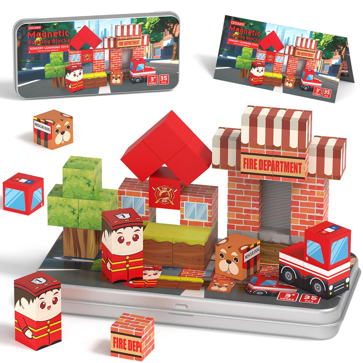 CZCUUDZ travel magnetic blocks on iron box for portable creative play on the go