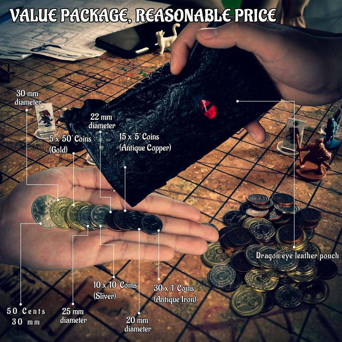 CZYY antique silver and gold coins with retro finish for fantasy gaming
