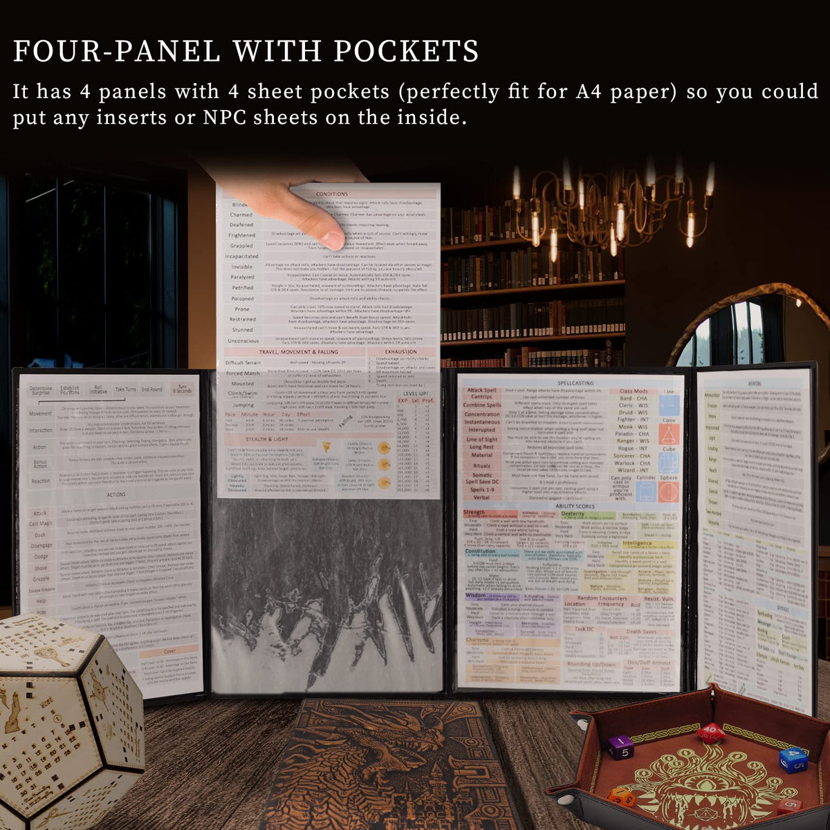 CZYY DND screen has wet-erase pockets inside for quick NPC updates