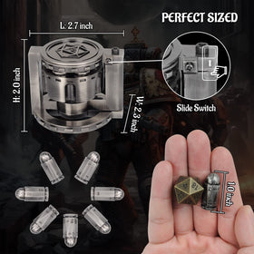CZYY close-up of silver bullet dice highlighting durable finish and cyberpunk vibe.