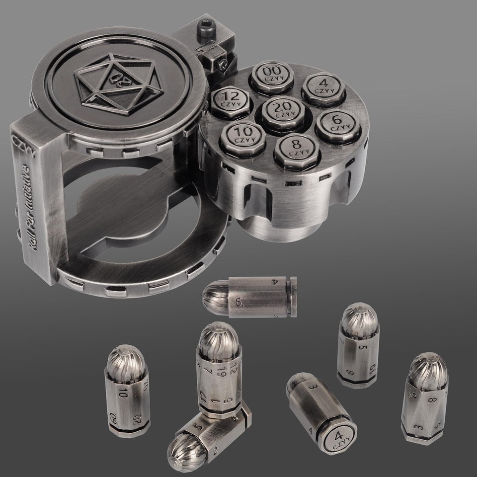 CZYY metal bullet D20 dice with crisp engravings for reliable rolls.