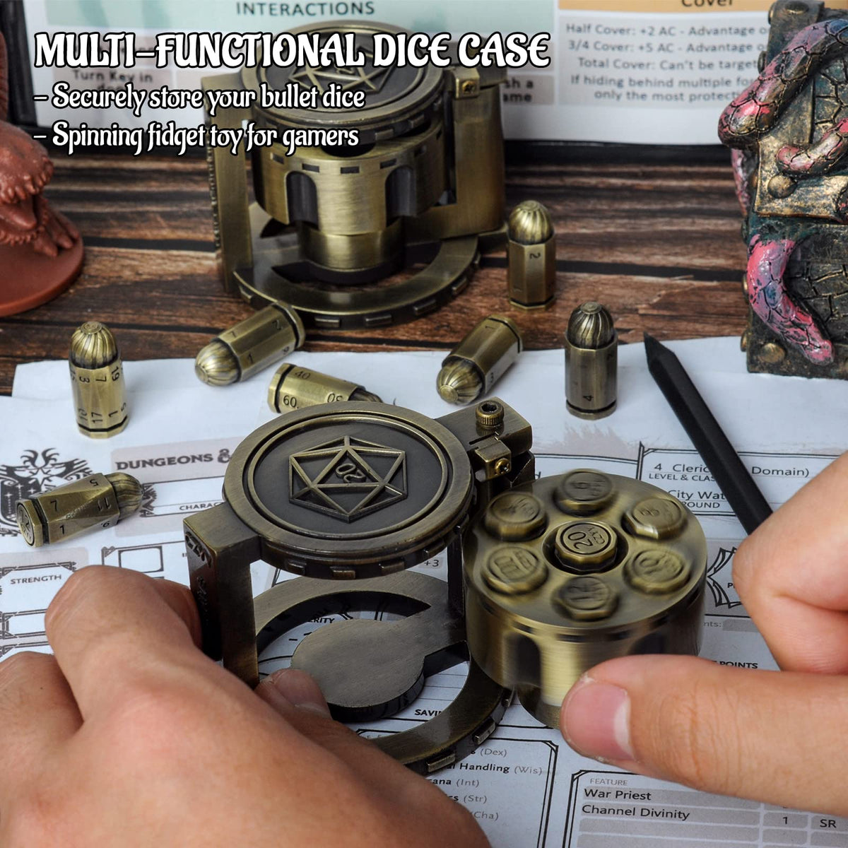 CZYY spinning revolver cylinder dice case offers convenient storage and fidget appeal.