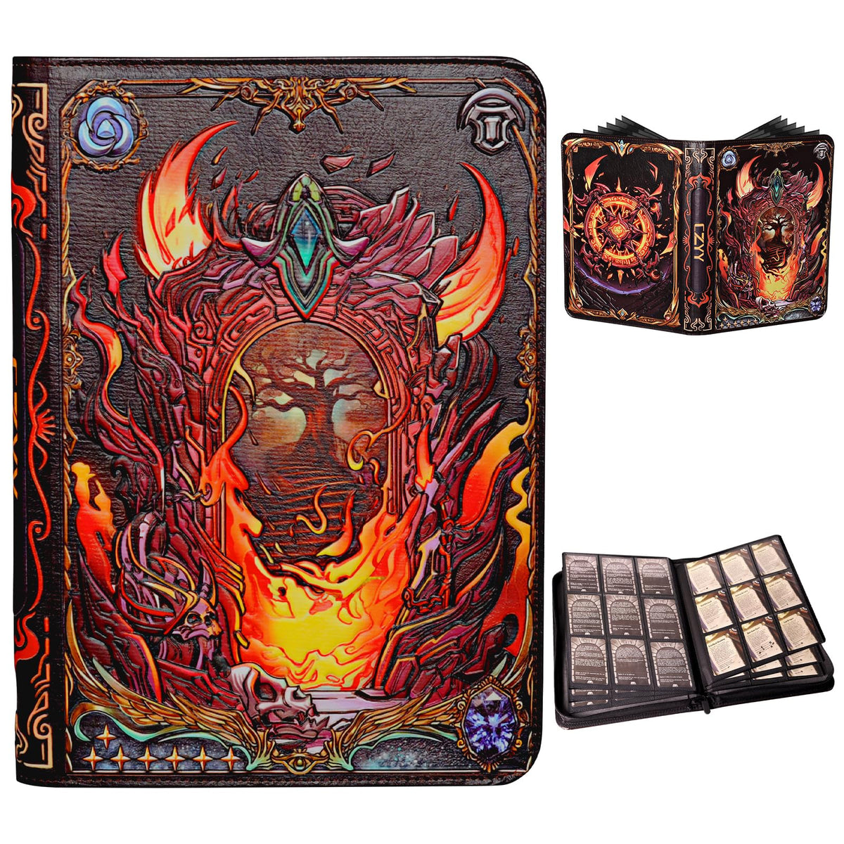 CZYY trading card binder with 3D embossed front for fantasy art display