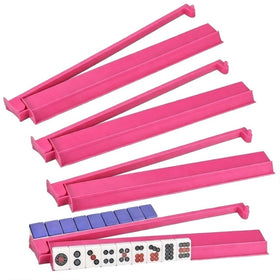 Czzwak Mahjong rack magenta front view, showcasing durable acrylic for smooth tile handling.