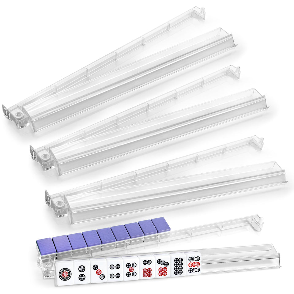 Czzwak Mahjong rack in crystal-clear acrylic highlights tiles' visibility for easy play