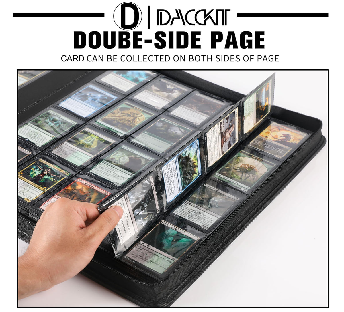 Archival-safe, non-PVC material detail from D DACCKIT binder for long-term protection.