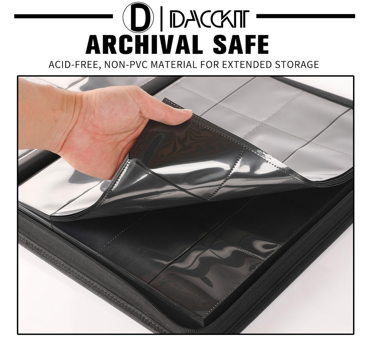 D DACCKIT card binder inside sleeves ready for organized storage
