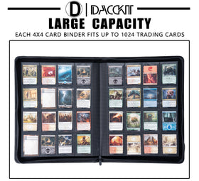 D DACCKIT card binder open pages with clear pockets for easy display