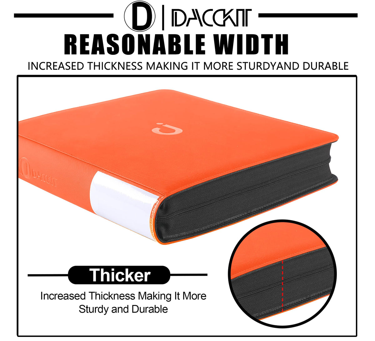 D DACCKIT display-ready binder placed on desk or shelf