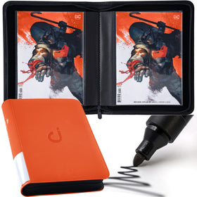 D DACCKIT Comic Binder in classic orange, closed for stylish, protected display.