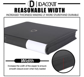 Pocket dimensions 9.5x7 cm on a D DACCKIT binder suitable for standard cards.