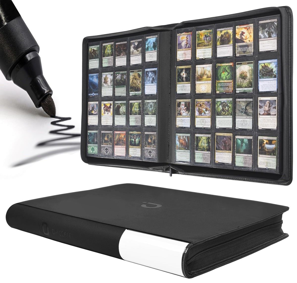 D DACCKIT premium 2000-pocket binder cover demonstrates durable storage for large collections.