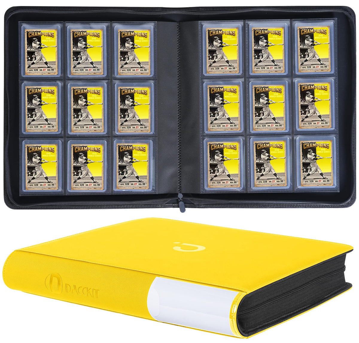D DACCKIT top loader binder cover closeup shows durable construction for card protection.