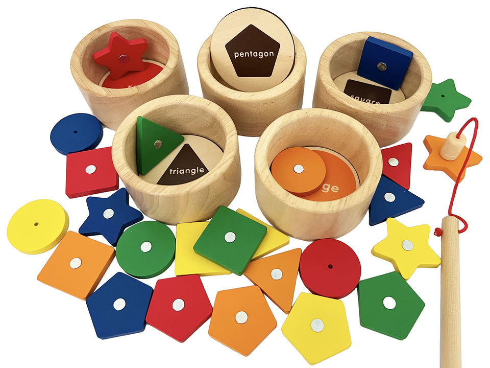 Dailyfunn wooden sorting cups support color and shape matching for toddlers.
