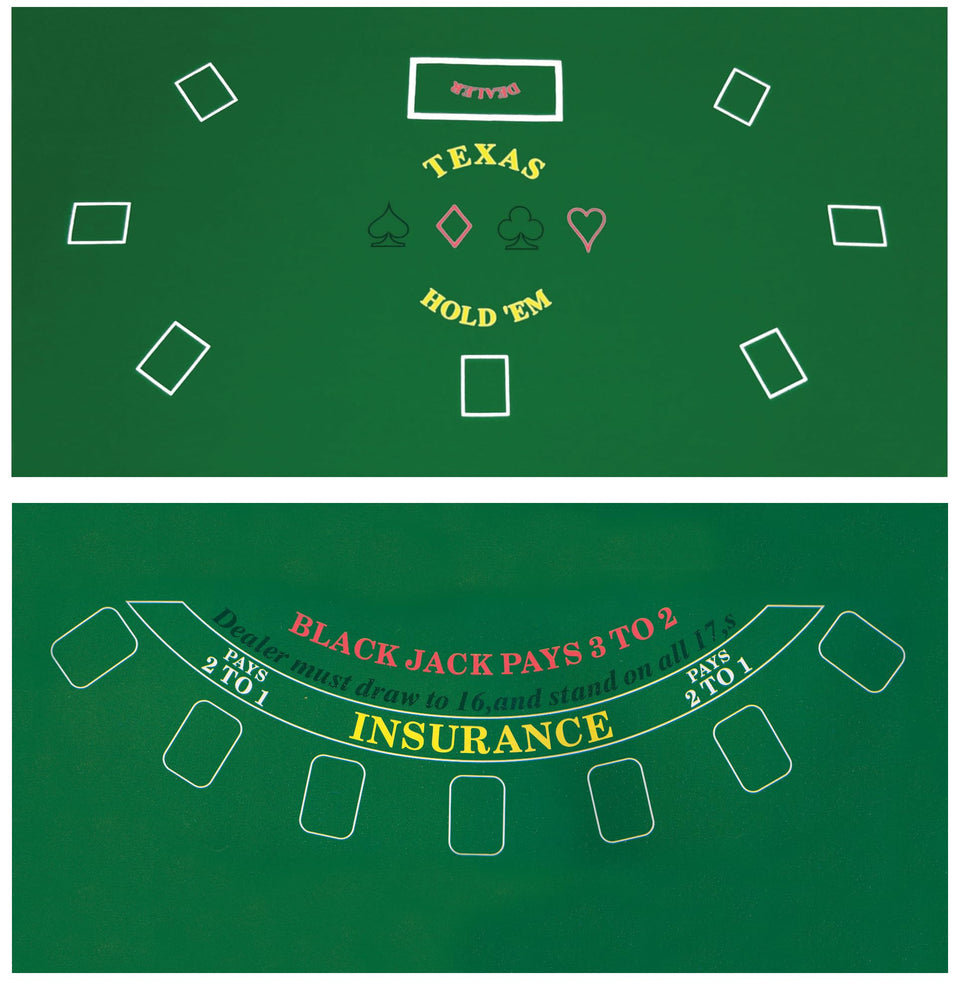 Da Vinci 2-sided casino felt layout for home Texas Hold'em and blackjack on 36x72 table