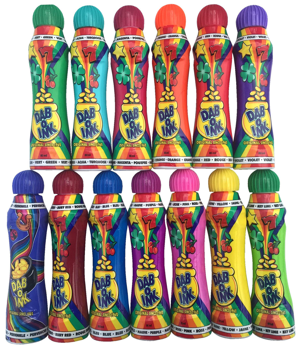 Dab-O-Ink 3oz bingo dauber in mixed colors for fun bingo games and crafts.