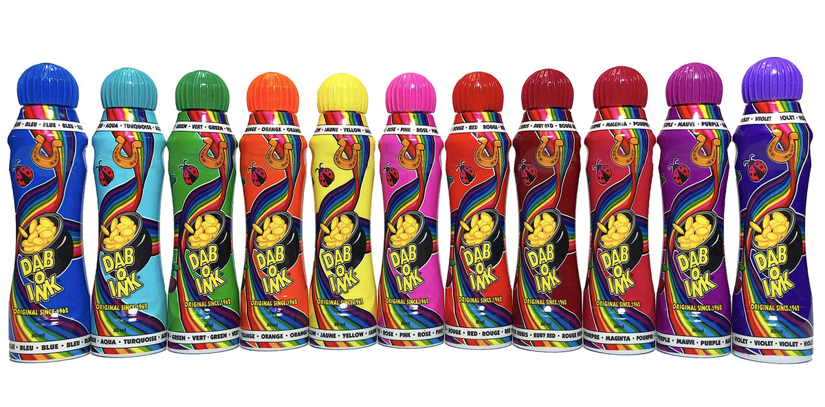 Dab-O-Ink Bingo Daubers in mixed colors for quick, vibrant stamping.