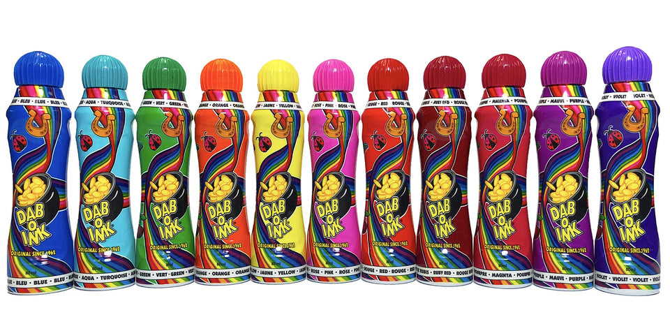 Dab-O-Ink Bingo Daubers in mixed colors for quick, vibrant stamping.