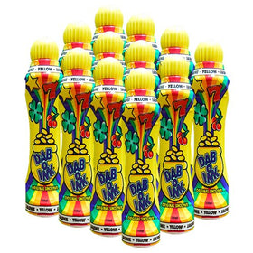 Closeup of Dab-O-Ink yellow bingo dauber highlighting durable design for long-lasting use.