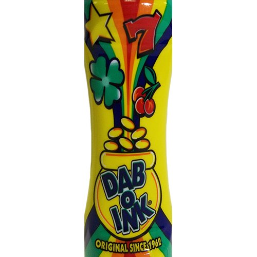 Pack of Dab-O-Ink twelve yellow bingo daubers emphasizes value and convenience.