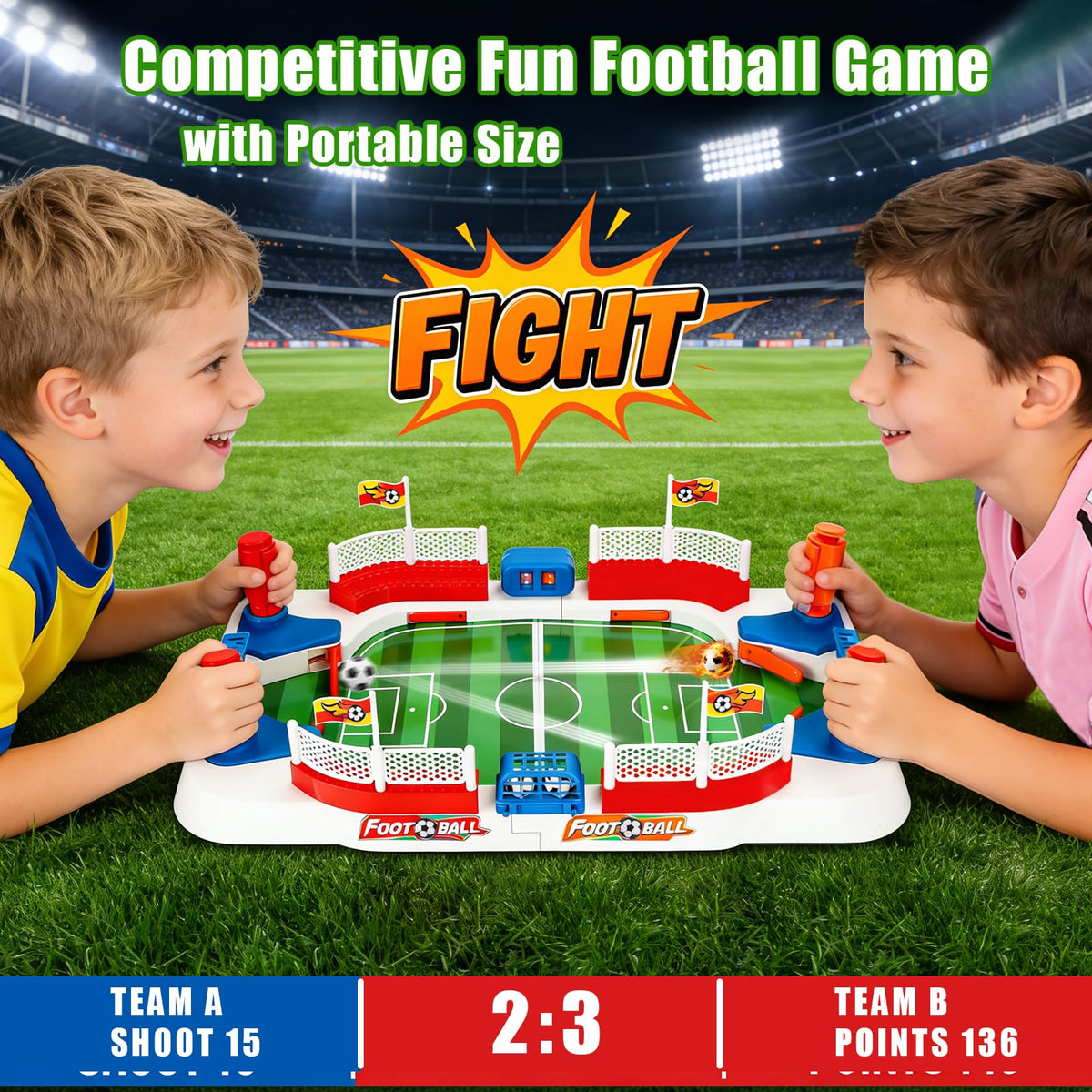 Daboot Mini Soccer Table Game dual launch buttons for quick restarts.